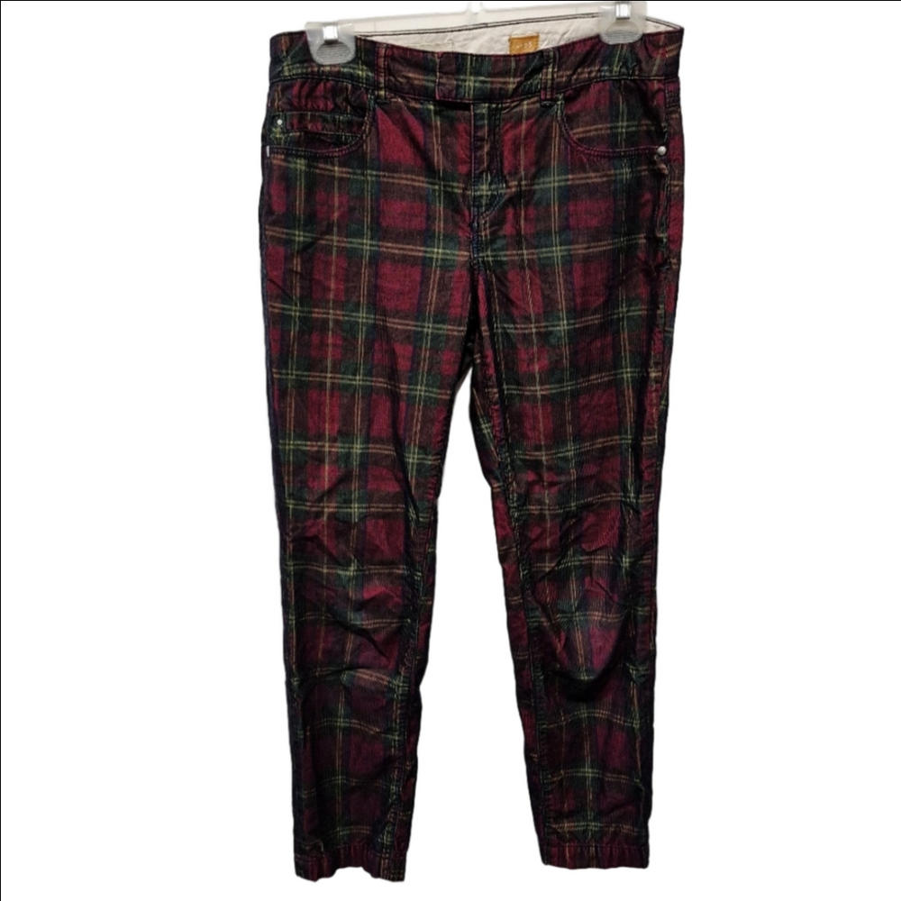 Pilcro Hyphen Plaid Corduroy Straight Leg Pants